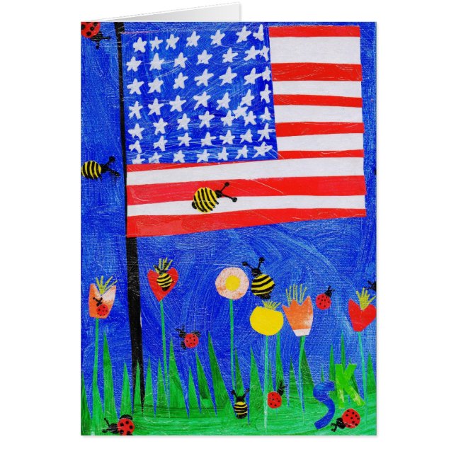 Amerikanska flaggankort hälsningskort (Framsidan)