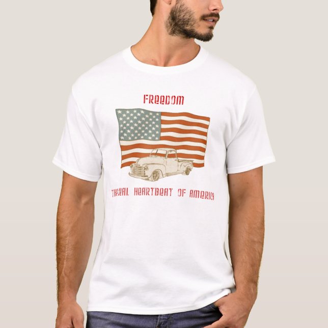 Amerikanska flagganlastbilutslagsplats tee shirt (Framsida)