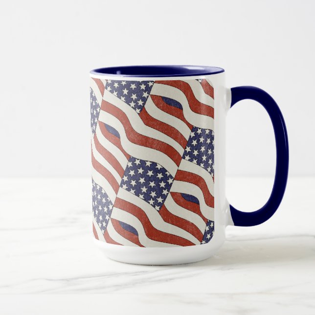 Amerikanska flagganmönster 15 uns mugg (Höger)