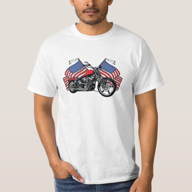 Amerikanska flagganmotorcykeln värderar den för tee (Framsida)
