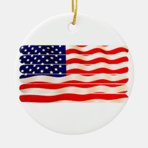 Amerikanska flagganPopsiclepinne Folkart Julgransprydnad Keramik