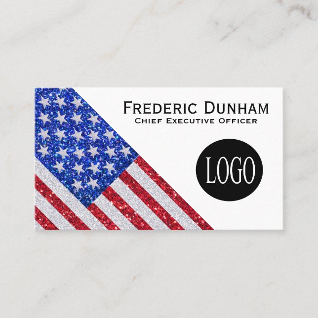 Amerikanska flaggans logotyp visitkort (Framsida)