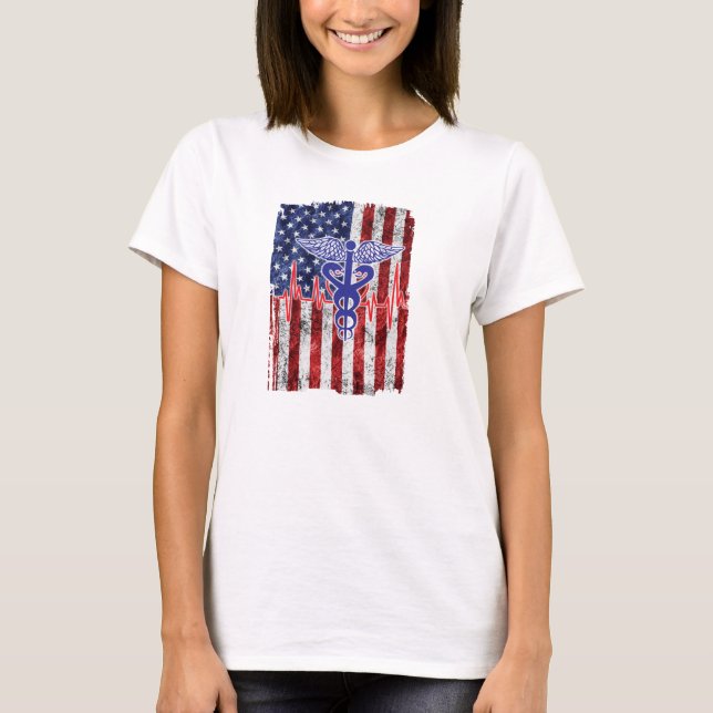 Amerikanska flaggansjuksköterskaT-tröja T Shirt (Framsida)