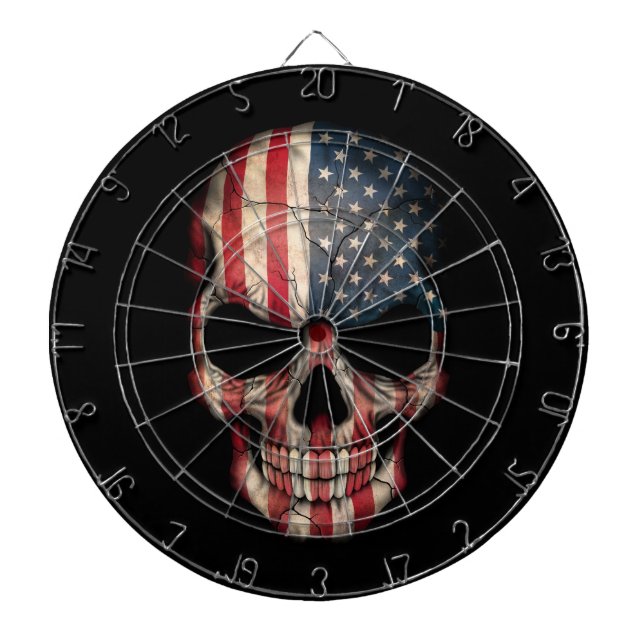 Amerikanska flagganskalle på svart darttavla (Framsidan)