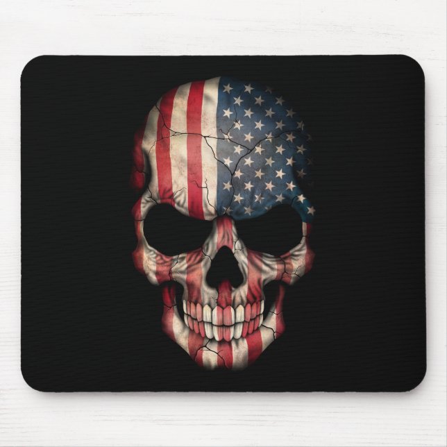 Amerikanska flagganskalle på svart musmatta (Framsidan)