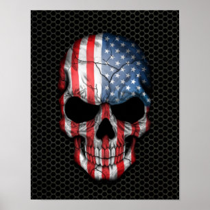 Amerikanska flagganskallen stålsätter på kopplar poster
