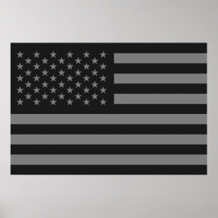 Amerikanska flaggansvartgrått poster
