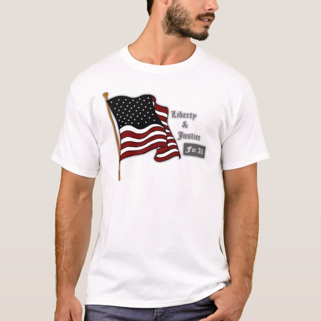 Amerikanska flagganT-tröjafrihet och rättvisa för T-shirt (Framsida)