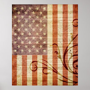 Amerikanska flagganvintage poster