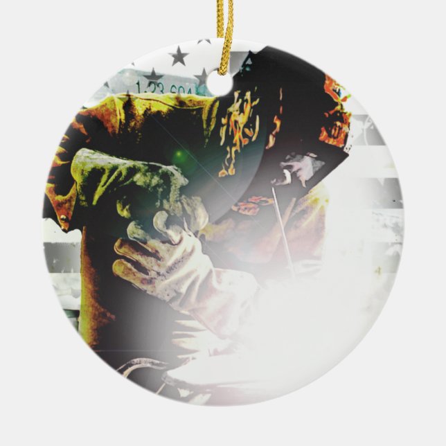 Amerikanska flagganWelder Julgransprydnad Keramik (Framsidan)