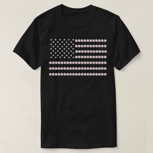Amerikanska flaggor | Basebollfantast T Shirt (Design framsida)
