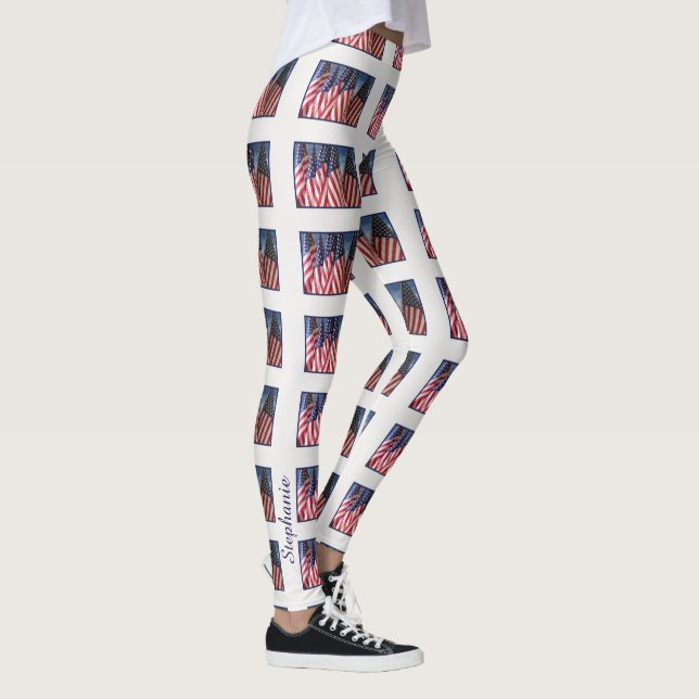 Amerikanska Flaggor, Namn, Vita Leggings (Höger)