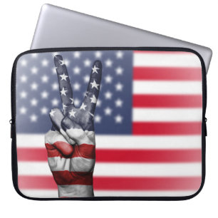 Amerikanska Flaggor och Finger Laptop Fodral