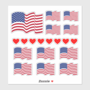 Amerikanska flaggor och hjärtan dekaler