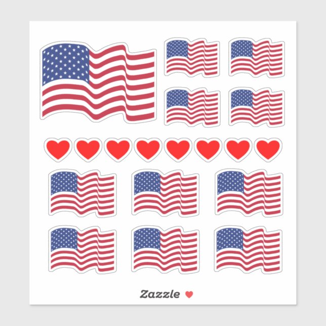 Amerikanska flaggor och hjärtan dekaler  (Ark)