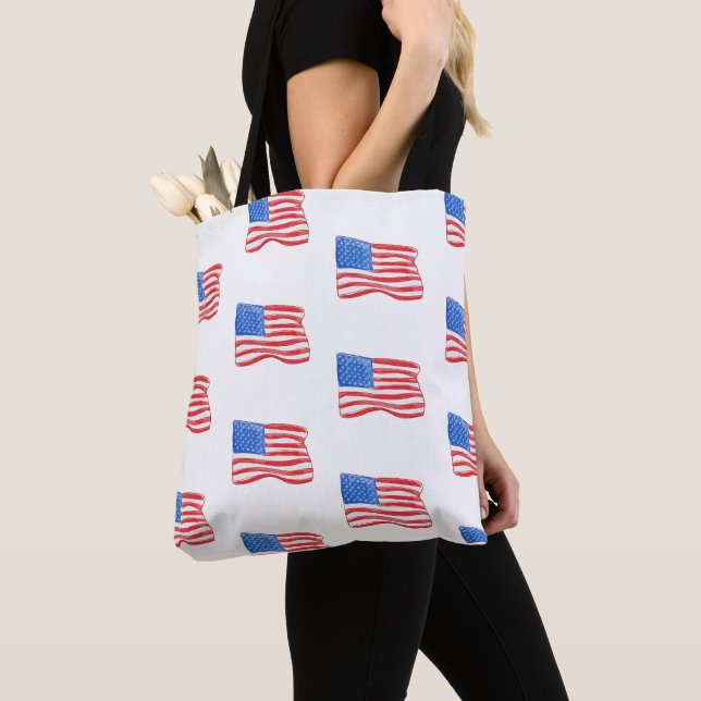Amerikanska Flaggor Tygkasse (Närbild)