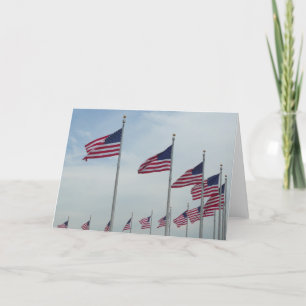 Amerikanska Flaggor vid Washington Monument Kort