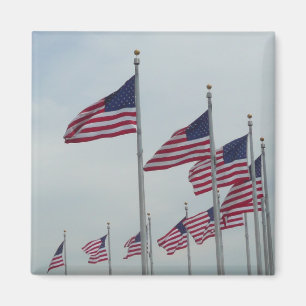 Amerikanska Flaggor vid Washington Monument Magnet