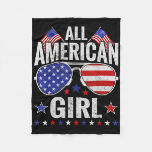 Amerikanska flickorna Sungles-familjen Patriotic 4 Fleecefilt