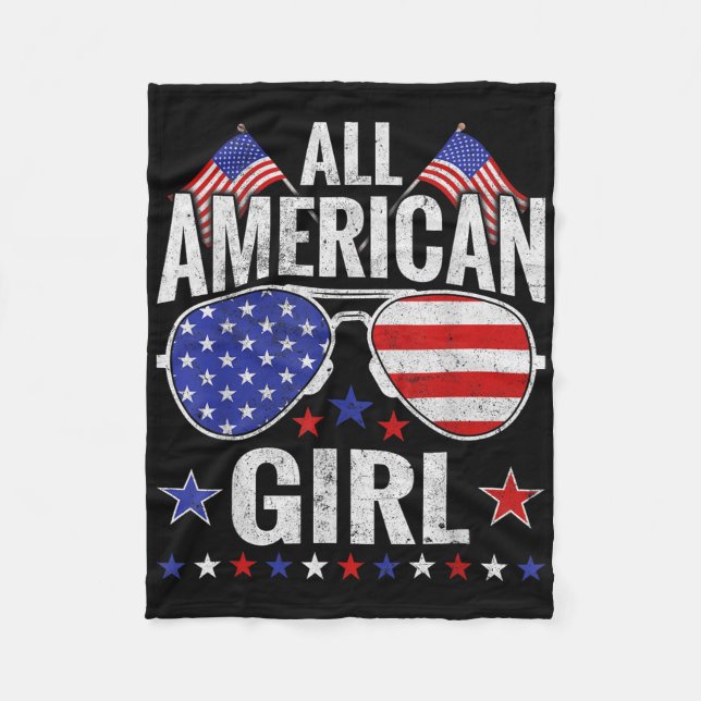 Amerikanska flickorna Sungles-familjen Patriotic 4 Fleecefilt (Framsidan)