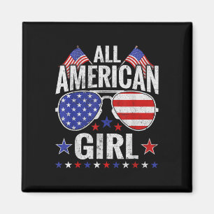 Amerikanska flickorna Sungles-familjen Patriotic 4 Magnet