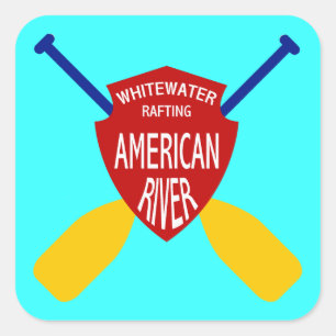 Amerikanska floden Whitewater Raiting Fyrkantigt Klistermärke