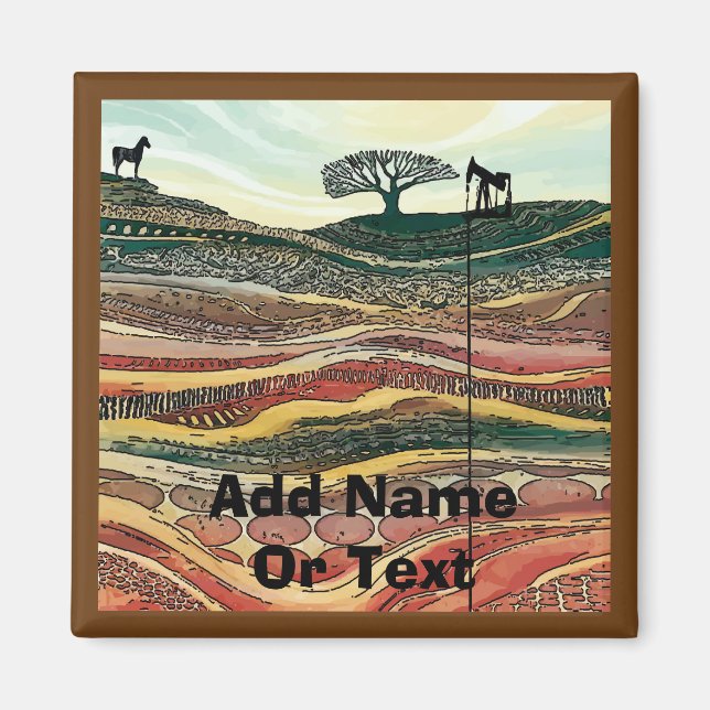 Amerikanska folkliga Stil Oil Rige Magnet (Framsidan)