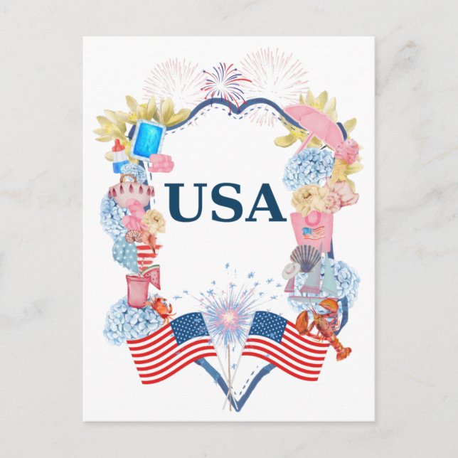 Amerikanska Förenta Staterna Patriotisk Vykort (Framsida)
