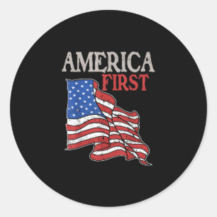 Amerikanska först USA:s patriot Flagga Memorial D Runt Klistermärke