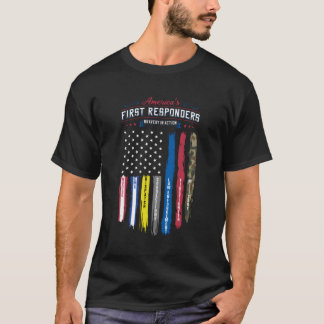 Amerikanska förstahandssvarare Flagga Support Amer T Shirt