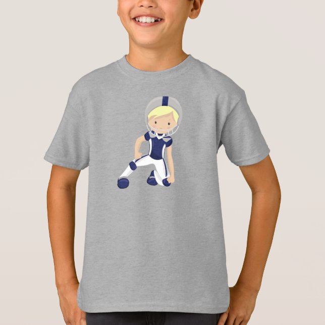 Amerikanska fotbollen, Rugby, Cute Boy, Blond Hair T Shirt (Framsida)