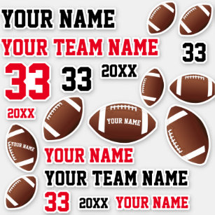 Amerikanska fotbollens Boll Team Namn Number Kids Klistermärken