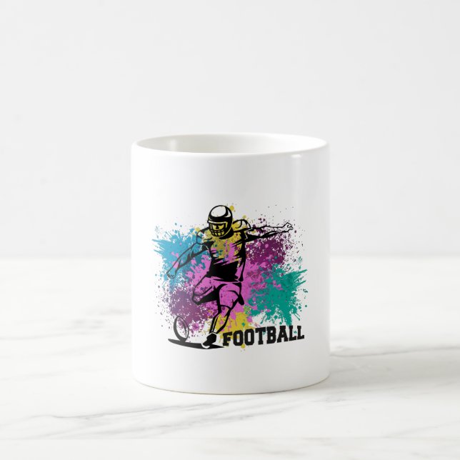 Amerikanska fotbollsgrungy Färg Stänk Kaffemugg (Center)