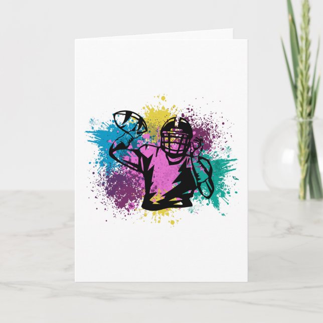 Amerikanska fotbollsgrungy Färg Stänk Kort (Framsida)