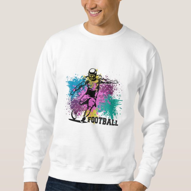 Amerikanska fotbollsgrungy Färg Stänk Lång Ärmad Tröja (Framsida)