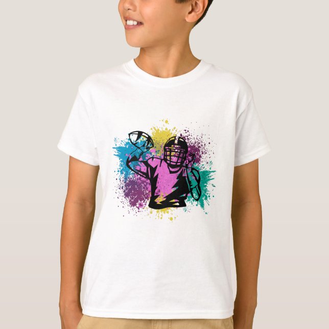 Amerikanska fotbollsgrungy Färg Stänk T Shirt (Framsida)