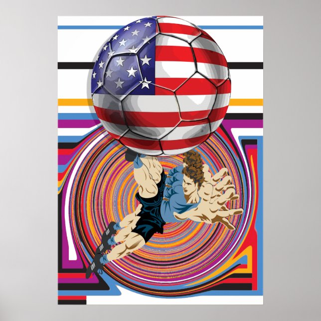 Amerikanska fotbollsgruppen Flagga Boll 2014 Poster (Framsidan)