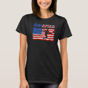 Amerikanska fotbollsmatchen Soccer Ball Flagga Ame T Shirt