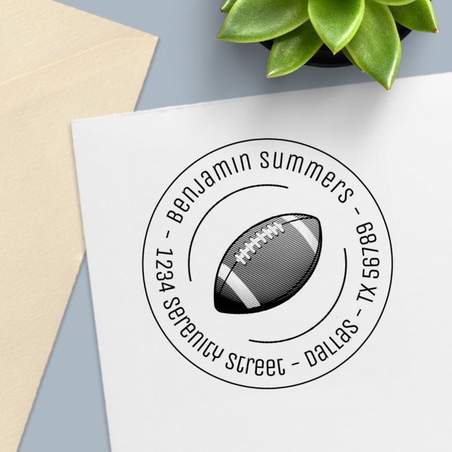 Amerikanska fotbollsrundan Boll Adress Självfärgande Stämpel (Skapare uppladdad)