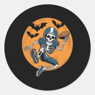 Amerikanska fotbollsskeleton Halloween Sport Fanta Runt Klistermärke