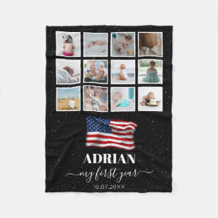 Amerikanska fotopassage för första året i Baby Fleecefilt