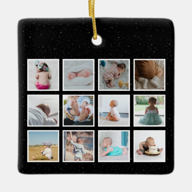 Amerikanska fotopassage för första året i Baby Julgransprydnad Keramik (Framsida)