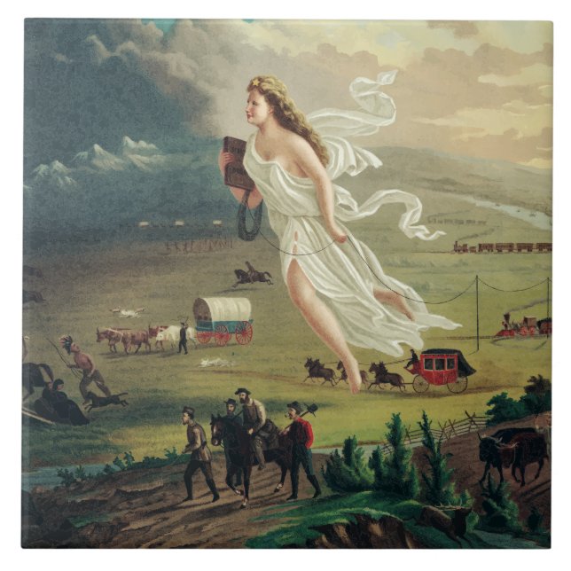 Amerikanska framsteg av John Gast Kakelplatta (Framsidan)