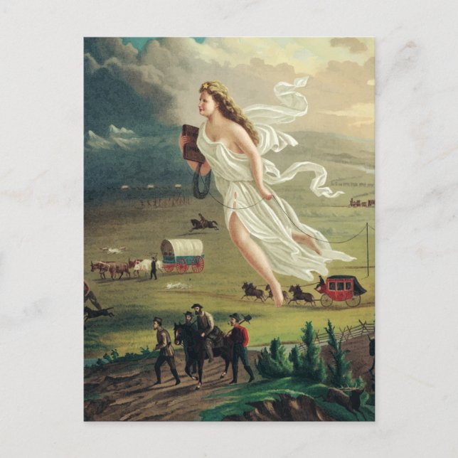 Amerikanska framsteg av John Gast Vykort (Framsida)