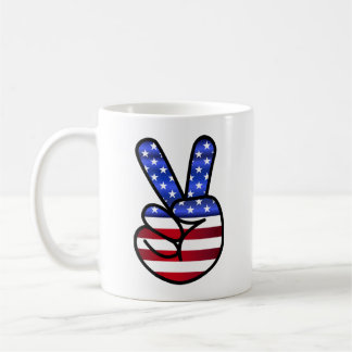 Amerikanska freds-/segertecken kaffemugg