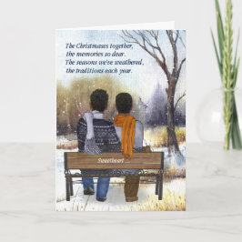 Amerikanska Gay Couple med livspartner, jul i Afri Helgkort