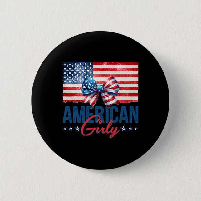 Amerikanska Girly Lycklig 4:e juli: Coquette Bow A Knapp (Framsida)