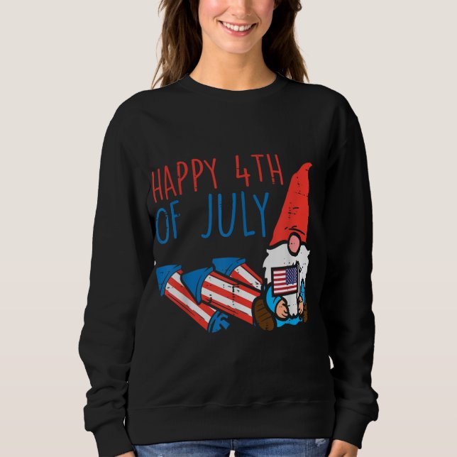 Amerikanska Gnome Lycklig 4 juli Garden Patr T Shirt (Framsida)