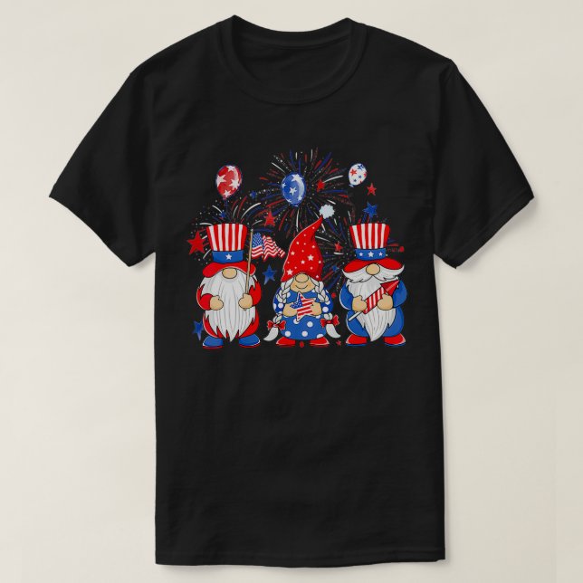 Amerikanska Gnomes 4:e juli USA Oberoende för M T Shirt (Design framsida)