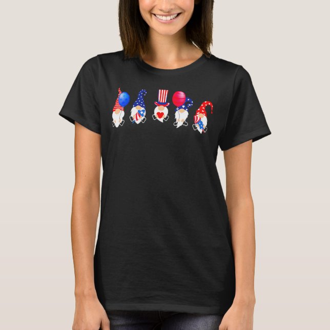 Amerikanska Gnomes Bowling Fireworks American Flag T Shirt (Framsida)